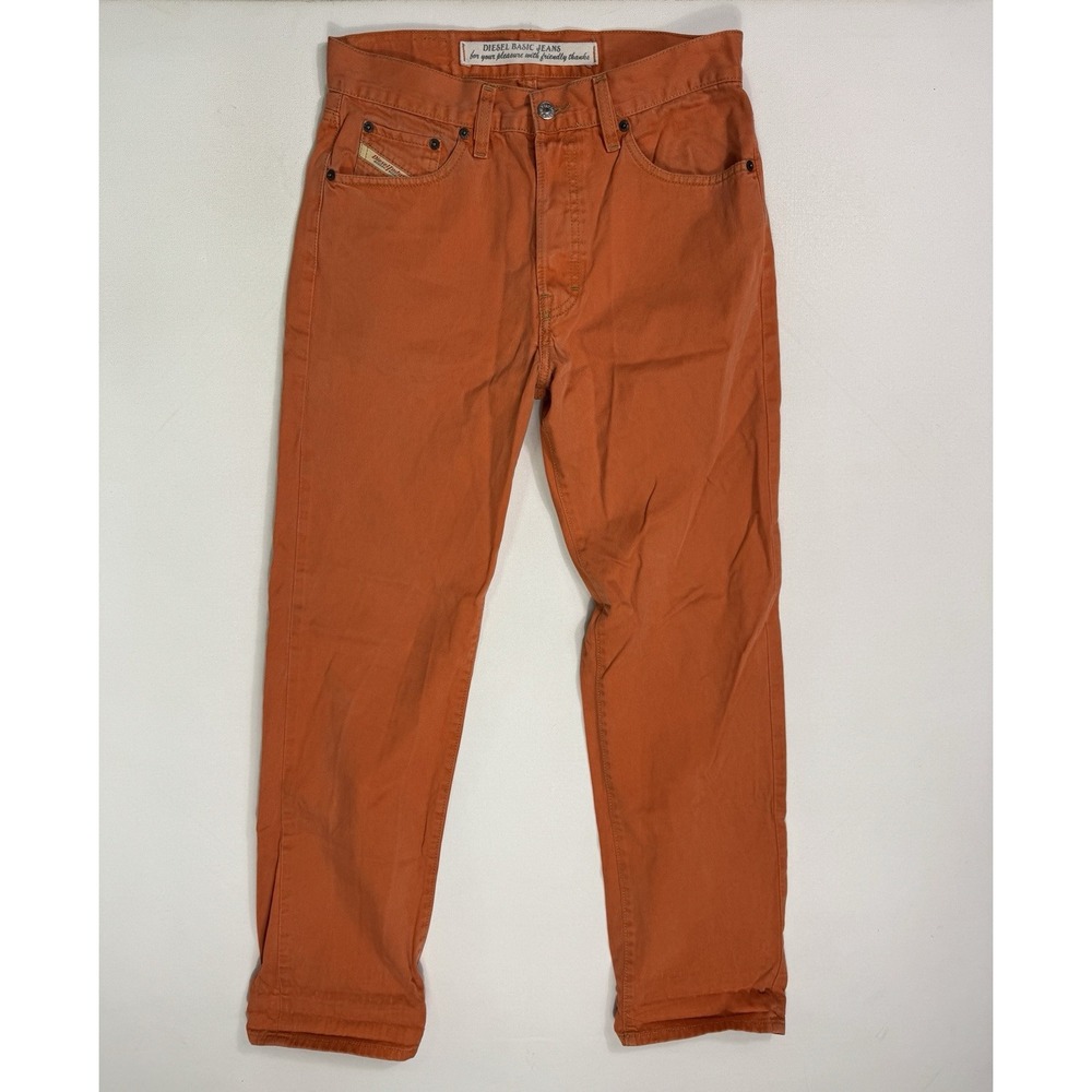 Diesel Basic Jeans Mens 30x31 Orange Straight Leg Denim Skater Grunge RR55 Italy